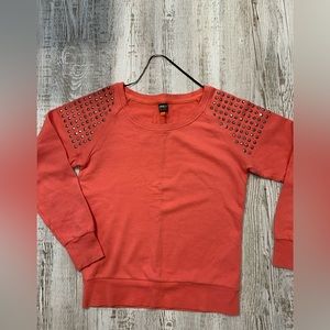 Women’s ONLY coral crew neck sweater with stud detailing